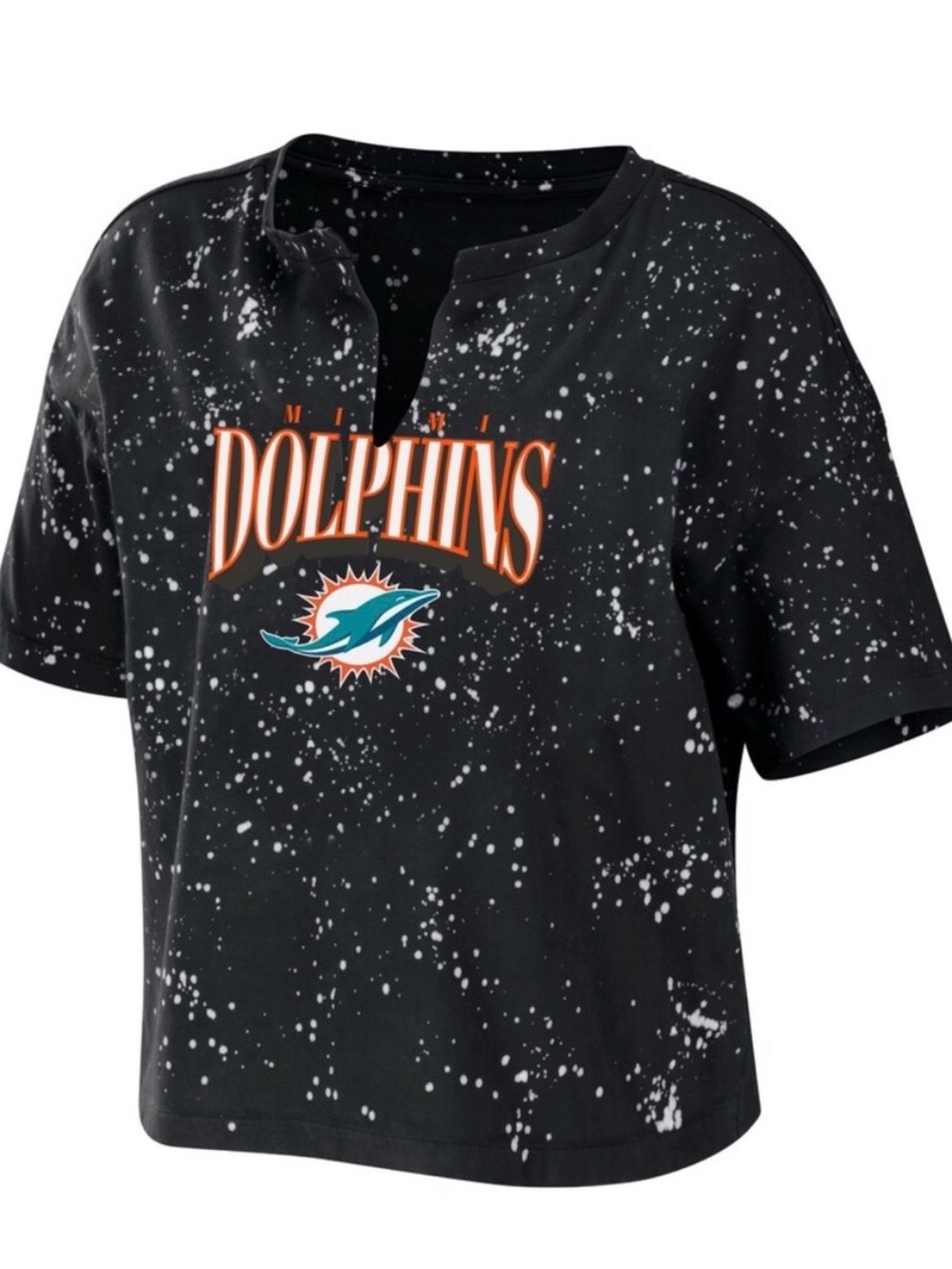 Miami Dolphins Girls' Black Split-Neck Tee